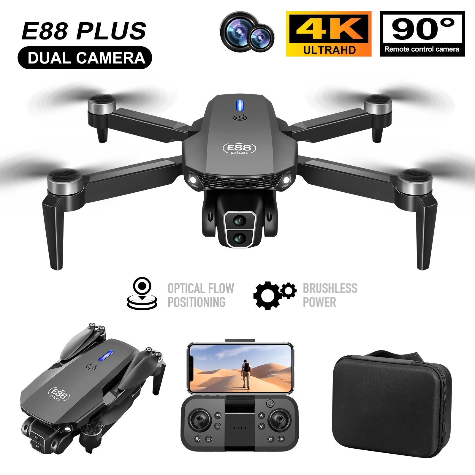 Drone Camera Hd - Yeni E88 Plus Quadcopter Drone: 90